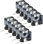 Nineleaf 10 Pack Compatible for DYMO 18053 Rhino Heat Shrink Tube Industry Label Tape 9mm 3/8" x 5ft Black on White Wire Tapes for Industrial Rhino Pro 3000 4200 5000 5200 6000 3M Label Maker