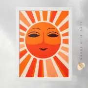 Picture photo frame, Boho Sun, Room Decor Framed Wall Art, Black Frame