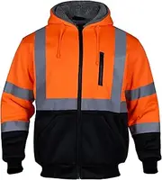 [FONIRRA] High Visibility Safety Hooded for Men Wool Fleece Inner Hi Vis Sweatshirt ANSI Class 3 Black Bottom Thermal