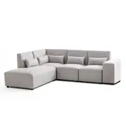 Foret 5 Seater Sofa Modular Corner Lounge Couch Fabric Left Chaise Ottoman Beige L Shape