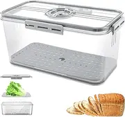 Bread Box for Kitchen Countertop, Airtight Bread Storage Container for Homemade Bread, Time Recording Bread Keeper with Air Valve and Lid, Sealing Bread Container for Bun Bagel Sandwich