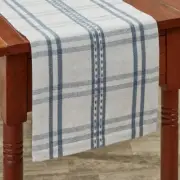 French Farmhouse Blue & White Plaid Cotton Country Table Runner
