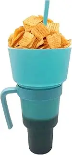 Snack and Drink Cup - 2 in 1 Combo Cup and Snack Bowl with Straw,Leakproof Portable Travel Snack Cup, Color Changing Stadium Cups for Adults, Girls, Kids, Boys