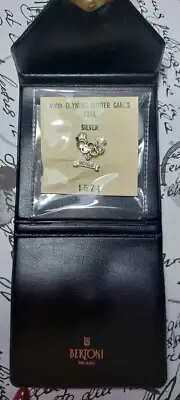 Rare silver 1984 Olympics badge made by BERTONI MILANO in original case