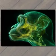 POSTCARD Radiant X-Ray Monkey Profile Neon Green Yellow Glow Strange Weird