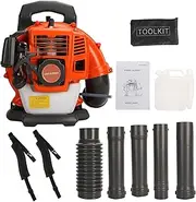PAPABA 2 Stroke Gas Backpack Leaf Blower,Air Cooling Single Cylinder Engine,Adjustable Wind Speed,Ergonomic Design Blowers for Lawn Care,Garden Tools for Weeding,Leaf Cleaning,Snow Removal (Orange)