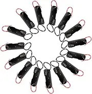 OLIGEI (Pack of 15) Single AA Battery Holder, 1 x 1.5V AA Battery Holder Case with Wire Leads, Black Plastic AA Battery Holder Spring Clip Box