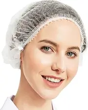 100 Pack Disposable Hairnets Bouffant Caps, Breathable Polypropylene, Strong Elastic, Lint-Free, Hygienic Hair Cover for Food Processing, Hospitality, Labs & More (White, 21 Inch)