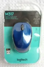 Logitech M317 Wireless Mouse With Unifying Receiver Blue 910-005886 NEW Dmg Box