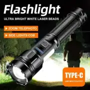 100000LM Super Bright LED Zoom Flashlight Rechargeable Tactical Torch Waterproof