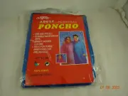Adult Rain Poncho Hooded Blue OSFM 100% Vinyl NEW