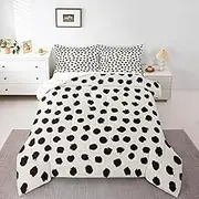 Erosebridal Black Polka Dots Comforter Set Full Size Boho Bedding Set for Kids Men Women Brush Stroke Decorative Geometric Beige Comforter All Season Duvet Quilt