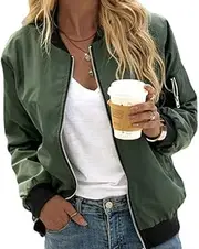 [Generic] Womens Jacket Plus Size Jackets Lightweight with Pockets Zip Up Quilted Casual Coat Outwear