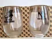Halloween STEMLESS WINE GLASS SET of 2 WITCH'S WINE GLASSES 21oz