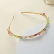 1pc Rainbow quartz crystal decor hair hoop headband elegant bohemia style