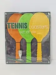 Vintage Tennis Racket Coasters Set of 6 New in Box