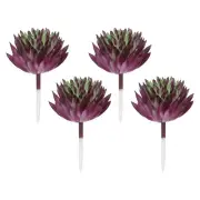 4Pcs Mini Artificial Succulents Faux Succulent Picks Fake Succulent Dark Purple