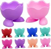 Garneck Microwave Boiled Egg Holder Cups Stands 10-Piece Silicone Egg Cooker Set for Easy Breakfast Preparation Random Color