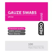 [Aero Healthcare] AeroSwab White Gauze Swab 7.5cm x 7.5cm 100 Cotton Swabs