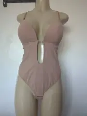 SLIMERS SEXY U PLUNGE BODYSUIT BACKLESS ADJUSTABLE STRAPS THONG BOTTOM SHAPE...