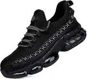 [NIFOFISE] Steel Toe Sneakers for Men Women Indestructible Work Shoes Lightweight Comfortable Safety Slip-Resistant Composite Toe Shoes for Construction and Industry Black