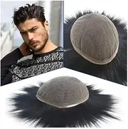 Mens Wig Hair Full Lace Base Human Hair Men Toupee Natural Hairline Straight Hair Replacement System Unit Mens Toupee(6x8)