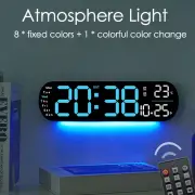 LED Digital Ambient Light Wall Clock Remote Control Electronic Mute Clock with Temperature Humitimy Date Week Display Ti