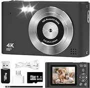 Digital Camera, 4K Autofocus Camera 64G SD Card 64MP, 16X Digital Zoom with 2.7 Inch Large Screen, Digital Zoom Portable Compact Camera (Black)
