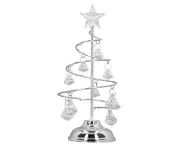 LED Christmas Tree Lamp Small Crystal Decorative Iron Tree Night Light Ornament for Gift Silver White Light