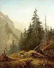 Mountain 24 x 32 in Rolled Canvas Art Print | Chamois Herd Oil Painting