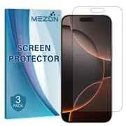 [3 Pack] Apple iPhone 16 Pro Max (6.9") Ultra Clear Screen Protector Film by MEZON – Case Friendly, Shock Absorption (iPhone 16 Pro Max, Clear)