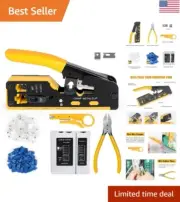 RJ45 Crimp Tool Kit - Ethernet Pass Through Crimper with Cable Tester, 50 Con...