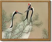 InSimSea Vintage Framed Wall Art for Living Room, Three Cranes Canvas Decor, Japandi Style Artwork Prints, Animals Oil Painting Wall Decor Gallery Picture, for Bathroom Bedroom Kitchen 10L x 8W
