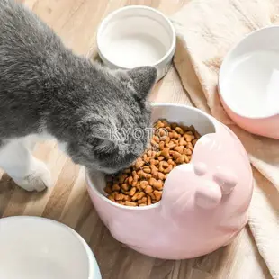 寵物碗貓碗狗碗陶瓷保護頸椎高腳斜口碗泰迪加菲貓食盆貓咪用品快速出货