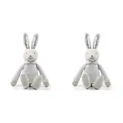 2x The Peanutshell Bunny Plush Knitted Cotton Soft Animal Baby Toy 35cm Grey 0+