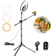 12″ Selfie Ring Light with Stand & Extendable Arm-Overhead Ringlight Tripod f...