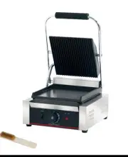 Commercial Panini Press With Grooved Grill Sandwich Maker Single Groove Top