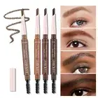 Waterproof Retractable Eyebrow Pencil with Brush - Slant Tip, Double-End Black