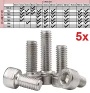 5x M1.6 M2 M3 M4 M5 M6 M8 Socket Head Screws 10mm 20mm 30mm 40mm Allen Hex Bolts