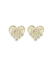 Aqua Cubic Zirconia Heart Stud Earrings - Exclusive
