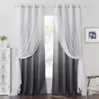 PONY DANCE Living Room Curtains - Blackout Curtains Grey Ombre with White She...