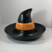 Rae Dunn HOCUS POCUS Halloween Black Orange Chip Dip Tray Removable Hat 10” Tall