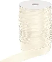 uxcell Double Fold Bias Tape, 1 Inch x 55 Yard Continuous Bulk Bias Tape Satin Fabric for Sewing Quilting Seaming Hemming Piping Binding Apparel Crafts, Beige