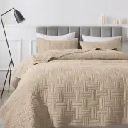 California Oversized Quilt King Size Bedding Sets with Pillow Shams, Beige Light
