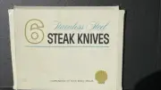 Vintage Shell Oil 6 Stainless Steel Steak Knives Orig. Box Never Used -1960s
