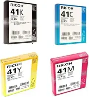 RICOH 405761,62,63,64 Cartridge Set 4 Pack (C,K,M,Y) for GC 41, Aficio SG 3100SN