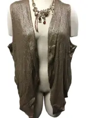 NEW Chico's Womens All Over Gold Sequin Open Front Fashion Vest 3 XL $119 NWT