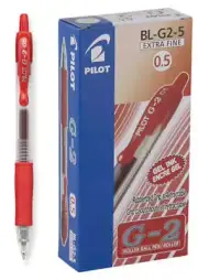 Pilot G-2 Gel Rollerball Pen - Extra Fine 0.5mm, Red 12 Pack