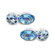 Natural Blue topaz Gemstones with 925 Sterling Silver Cufflinks For Men #2123