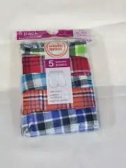 Boys Wonder Nation Multicolor Checkered Woven Boxers 5 pck ( 5) M And (1) XL Ava